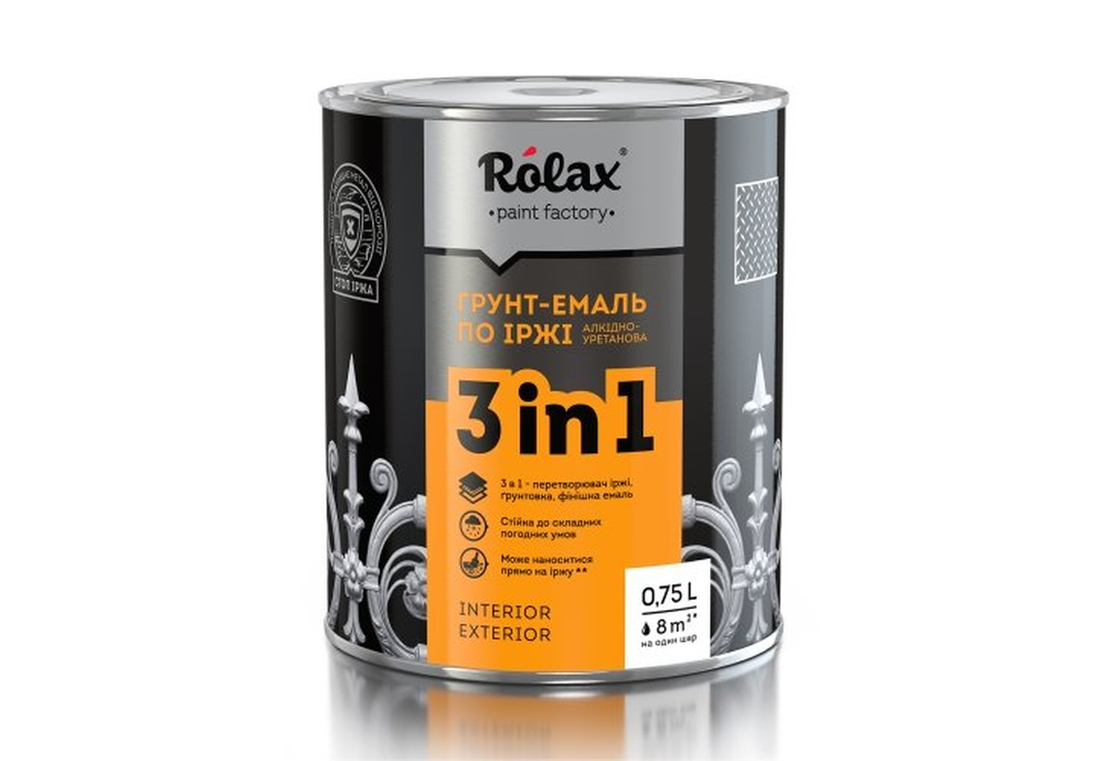 Грунт-эмаль по ржавчине алкидно-уретановая "3IN1" оливковый хаки матовый